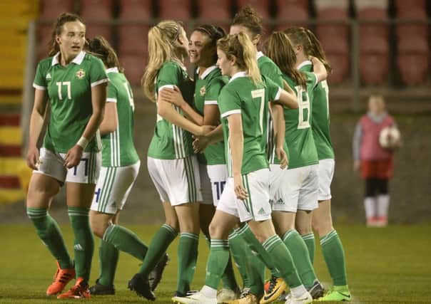 Northern Ireland's Louise McDaniel celebrates scoring