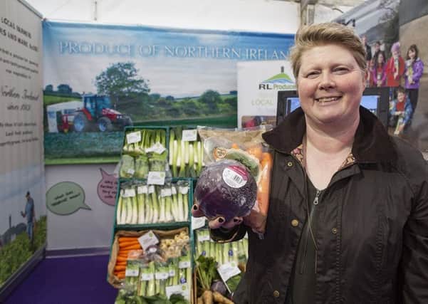 Gwen McKee with her Tesco branded produce
