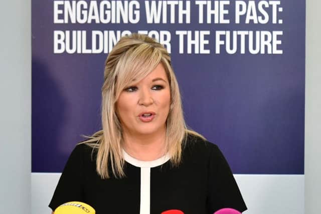 Sinn Fein's Michelle O'Neill  at the launch  of the party's Legacy Consultation Response at Stormont on Wednesday.

Pic Colm Lenaghan/ Pacemaker