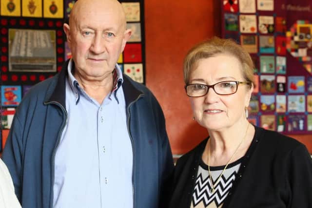 Anthony O'Reilly and his wife Marie from Belturbet at the Memorial Quilt exhibition at Stormont. Anthony's sister Geraldine, 15, was killed in the loyalist bombing of Belturbet in 1972.
Picture by Stephen Davison, Pacemaker