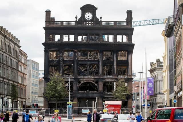 The burnt out remains of the Primark store in Belfast city centre