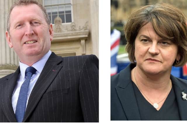 Doug Beattie, Ulster Unionist MLA and the party's legacy spokesperson, and Arlene Foster, DUP MLA and leader