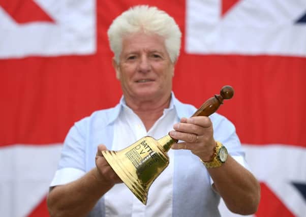 Pageantmaster and Battle's Over organiser Bruno Peek, 67, holds one of the bells that will be used to pay tribute to the World War One fallen