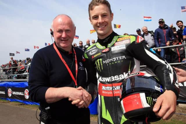 North West 200 Event Director Mervyn Whyte with World Superbike champion Jonathan Rea at the event in May.