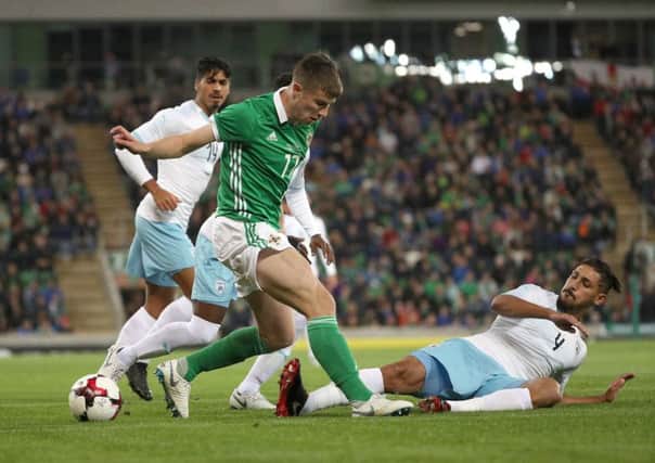 Paddy McNair in action against Israel at the National Stadium.  Photo by David Maginnis/Pacemaker Press