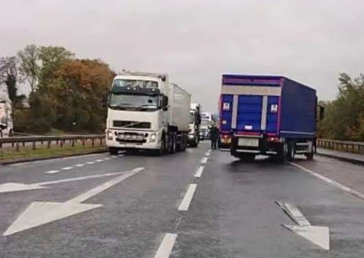 The scene of the three vehicle collision on the A1 near Newry on Friday that claimed the lives of two members of the same family