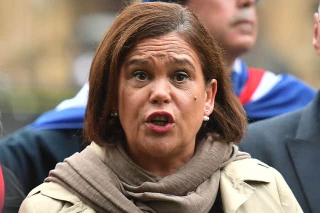 Sinn Fein president Mary Lou McDonald speaks to the media at College Green in Westminster, London, after meeting with Prime Minister Theresa May. PRESS ASSOCIATION Photo. Picture date: Monday October 15, 2018. See PA story POLITICS Brexit. Photo credit should read: John Stillwell/PA Wire