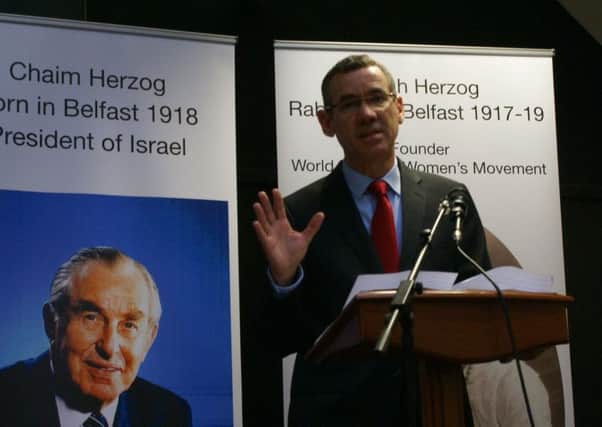 Israeli ambassador to the UK Mark Regev speaking in Belfast earlier this year