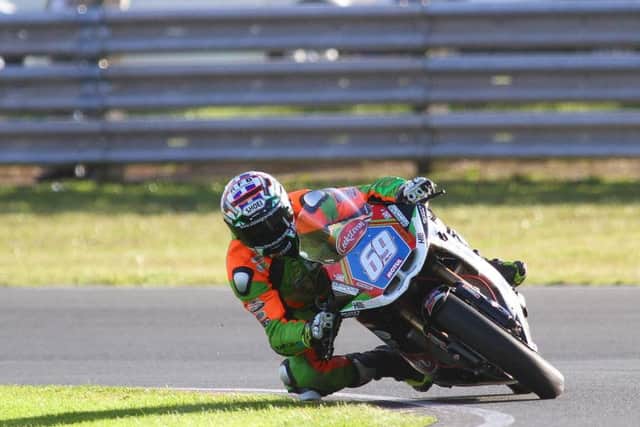 Carrick man Glenn Irwin pictured on the Burrows Kawasaki Supertwin at Bishopscourt in 2015.