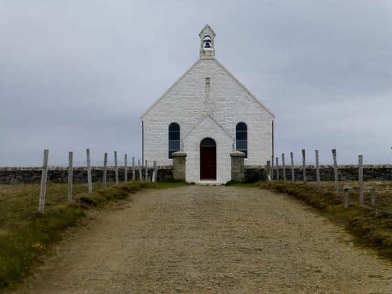 Church of Scotland, Fair Isle
The white harled Church of Scotland Kirk was built in 1892 and stands a little to the south of the Fair Isle School and Hall  Credit Goegraph