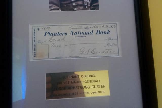 A signed cheque from General Custer