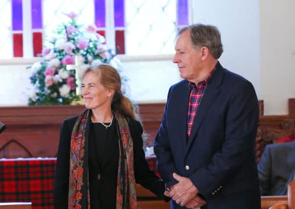 Susan and Henry Livingston (US descendants of the founder of Killinchy Parish Church) in the church itself on September 29, 2018