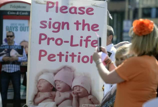 Pro-life protestors at a demonstration in Belfast