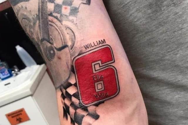 Michael Dunlop's tattoo tribute to his brother, William.
