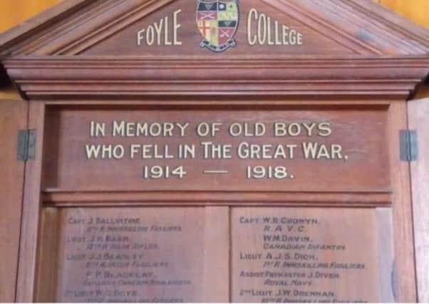 Foyle College memorial includes the names of the Foyle Flyers