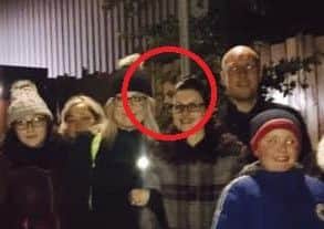 The ghostly figure to the left of News Letter reporter Graeme Cousins