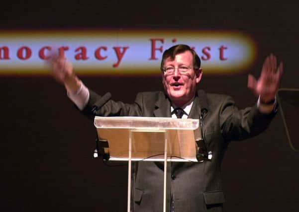 David Trimble in 2001, a year when the Alliance Party re-designated to aid his bid to be elected First Minister