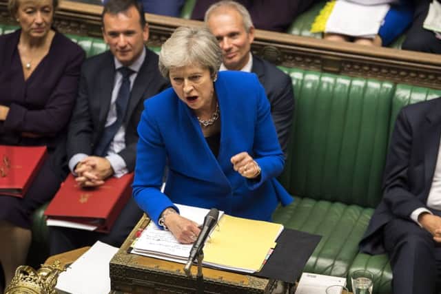 Theresa May during Prime Minister's Questions in the House of Commons