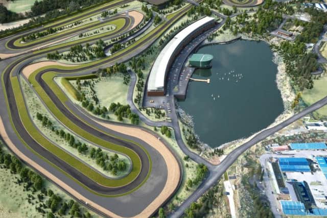 An impression of the proposed 30 million Lake Torrent motorsport complex.