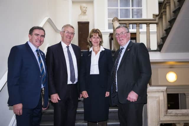 Left to right  Aled Jones, NFU Cymru Deputy President; Ivor Ferguson, UFU President; Minette Batters, NFU President; and Andrew McCornick, NFU Scotland President.
