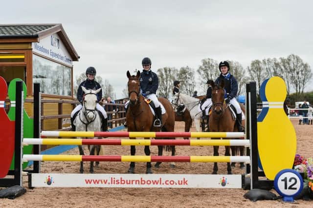 Novice Individual Tack & Turnout winners from Limavdy Grammar (Heather Fulton, Caite O'Neill, Ross McIlwee)