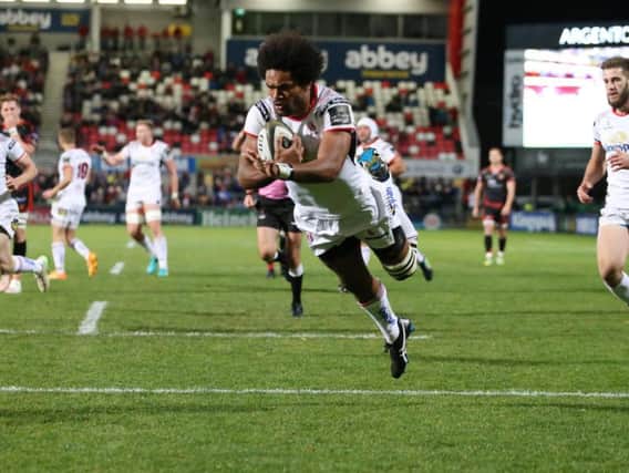 Henry Speight scores a try for Ulster