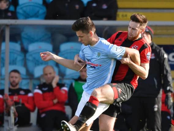 Ballymena United's Adam Lecky in action against Crusades