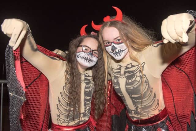 The Return of the Ancients Halloween Street Carnival Parade in Londonderry. Pictured are Kaylah McGuigan and Alicia McKeever. Picture Martin McKeown. Inpresspics.com. 31.10.18