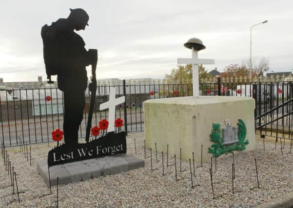 The silhouette of a WW1 soldier with his head bowed now forms part of the memorial garden in Fivemiletown. The sculpture stands alongside an original stone from the Enniskillen War Memorial, which remembers those killed in the 1987 IRA bomb attack.
