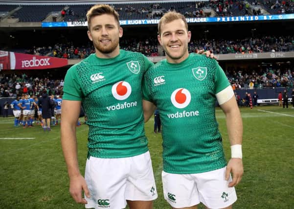 Ireland's Ross Byrne and Will Addison