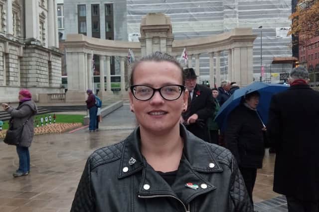 Lorna Miller, who is originally Scotland but now living in Belfast, attended Belfast's Field of Remembrance in tribute to great-grandfather Sergeant John Cochrane who died in WW1.