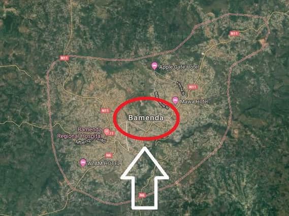 The kidnapping occurred near Bamenda (circled), Cameroon. (Photo: Google Maps)