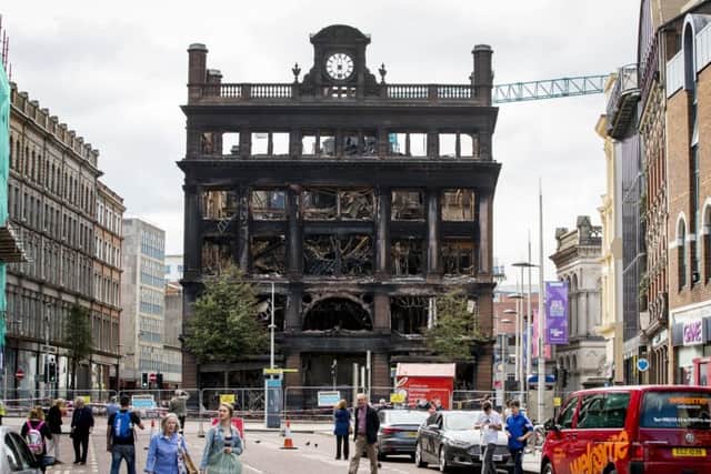 The burnt out shell of the Primark store at Castle Junction. The retailer is to open a new store in the extension at the rear of the property on December 8. Pic: Liam McBurney/PA Wire