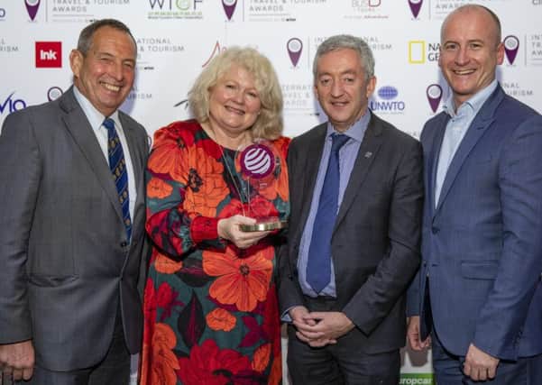 John Best, past chairman Food NI, left, pictured at the awards in London with CEO Michele Shirlow, John McGrillen, chief executive of Tourism NI, and Andrew Nethercott, current Food NI chair