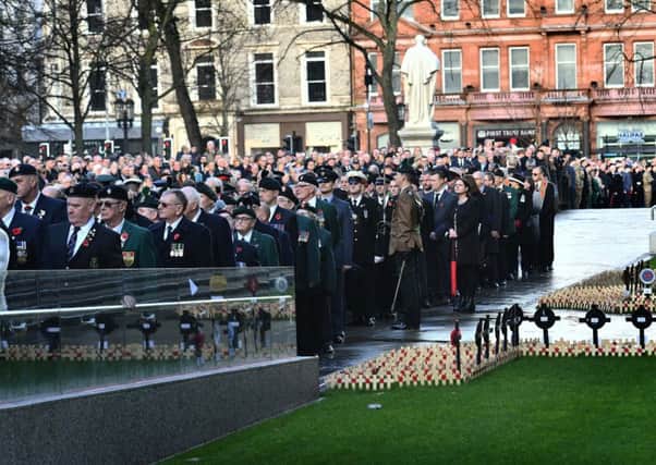 The grounds of Belfast City Hall were packed to capacity for the Armistice Day commemoration