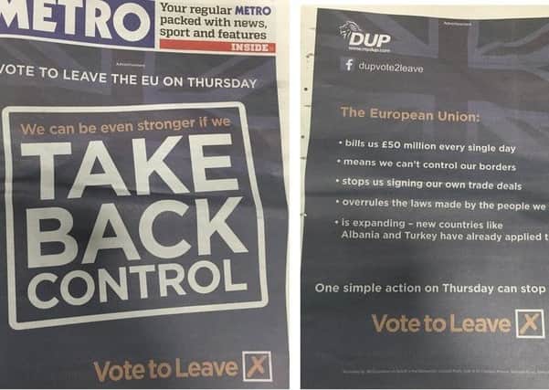 The wrap-around advert taken out by the DUP in the London-based Metro newspaper