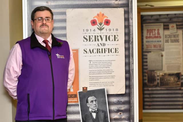 Pacemaker Press 08/11/2018
Jonathan Mattison (Curator at Museum of Orange Heritage) gives the News Letter a Tour of A Orange Armistice exhibition on display at The Museums of Orange Heritage in Schomberg House ,  East Belfast.
Pic Colm Lenaghan/Pacemaker