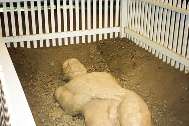 The Cardiff Giant on Show in the Farmers' Museum in
Cooperstown, New York state.