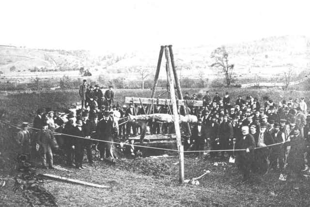 A photographer was on hand in October 1869 when the Cardiff Giant was raised from its 'grave'.
