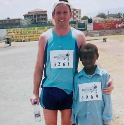 Gary has taken part in a marathon on all seven continents, here he is in Africa