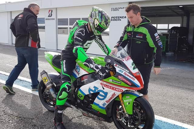 Carrick man Glenn Irwin tested the JG Speedfit Kawasaki for the first time on Wednesday in Spain.