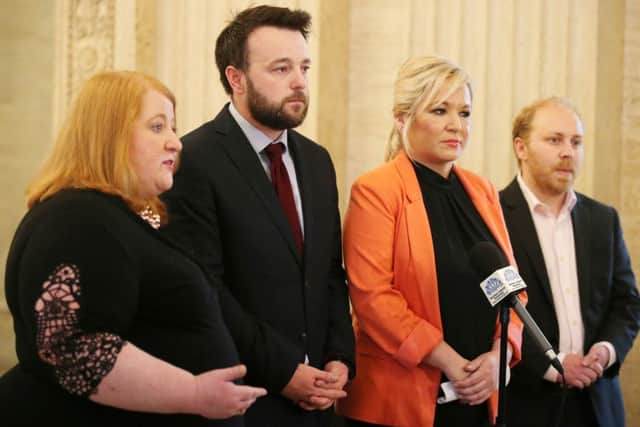 Party leaders in Northern Ireland come together at Stormont to make a statement regarding the ongoing issues around Brexit nack in May. (Picture by Jonathan Porter/PressEye)