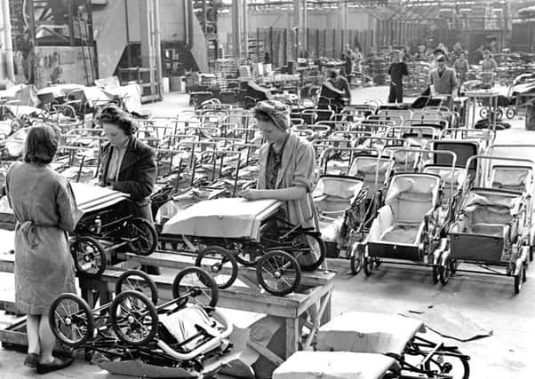Woman of Britain return to work in factories due to the lack of manpower after the war. Women workers in the packing department of Twiggs (Northern) Ltd a new pram factory at Pallion Trading state, Sunderland.