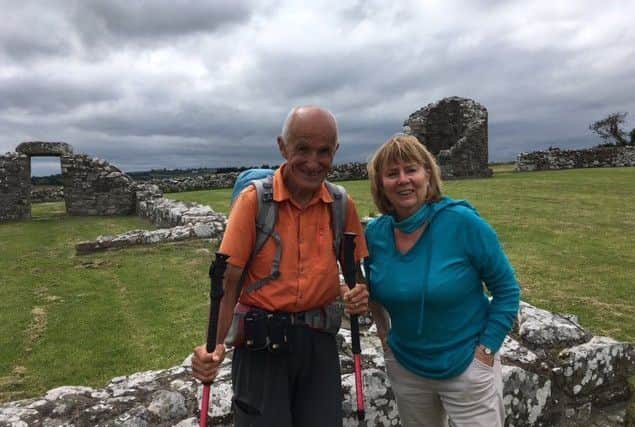 At Nendrum are Deborah and Simon Derache, a retired colonel in the French army, who walked the entire route through all the countries in summer 2017