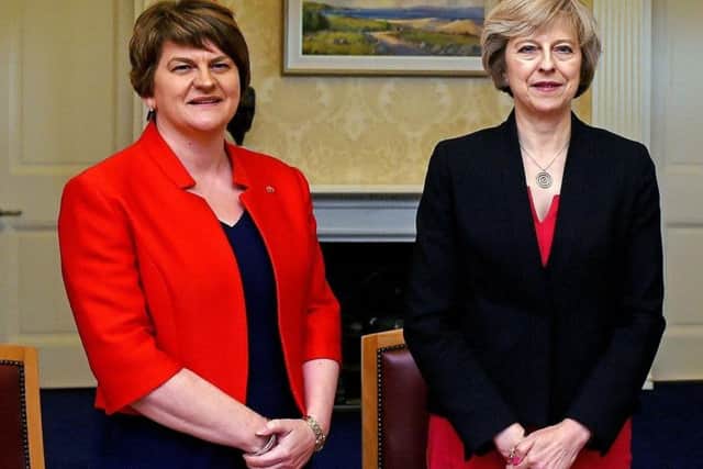 DUP leader Arlene Foster and Prime Minister Theresa May (archive image)