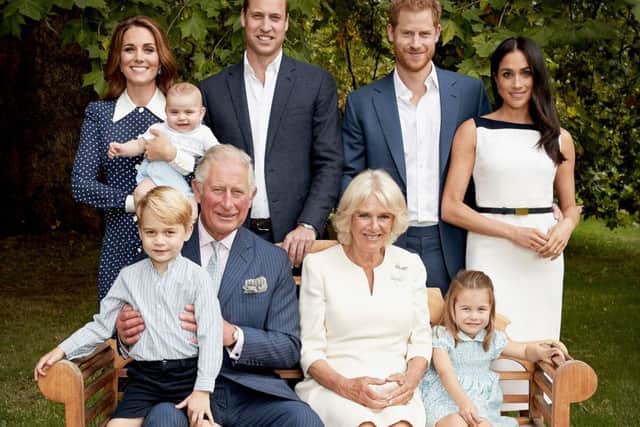 Image provided by Clarence House of (Back row L-R) the Duchess of Cambridge, Prince Louis, the Duke of Cambridge, the Duke of Sussex and the Duchess of Sussex. (front row left to right) Prince George, the Prince of Wales, the Duchess of Cornwall and Princess Charlotte, in the gardens of Clarence House. Photo: Chris Jackson/Clarence House/PA Wire