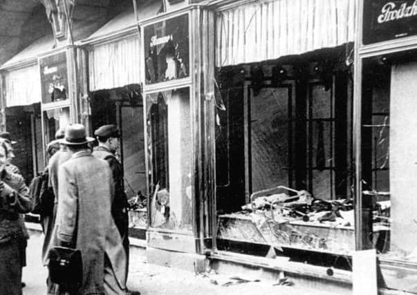 A wrecked Jewish-owned shop in Madgeburg, central Germany after Kristallnacht in November 1938