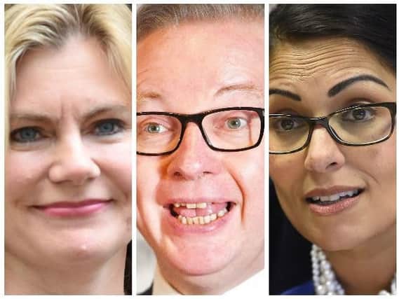 From left to right, Justine Greening, Michael Gove and Priti Patel.