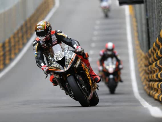 Peter Hickman on the Aspire-Ho by Bathams Racing BMW in final qualifying at the Macau Grand Prix.
