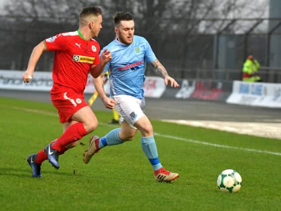 Action from Ballymena United versus Cliftonville